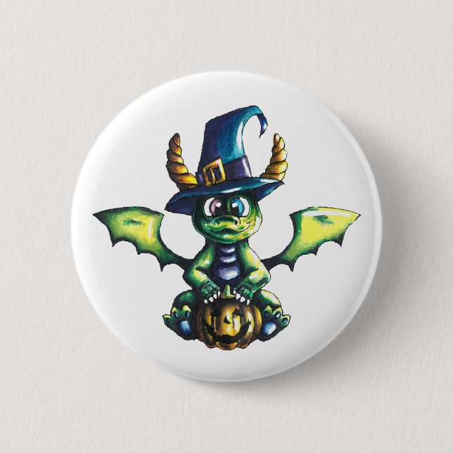 Magical Halloween Dragon Design 6 Cm Round Badge (Front)