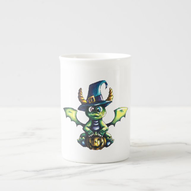 Magical Halloween Dragon Design Bone China Mug (Front)