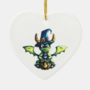 Magical Halloween Dragon Design Ceramic Ornament