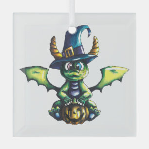 Magical Halloween Dragon Design Glass Tree Decoration