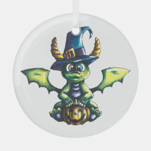 Magical Halloween Dragon Design Glass Tree Decoration