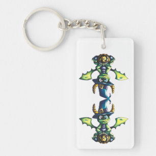 Magical Halloween Dragon Design Key Ring