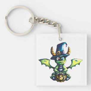 Magical Halloween Dragon Design Key Ring