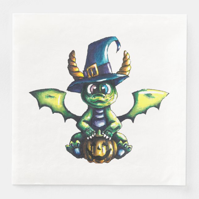 Magical Halloween Dragon Design Napkin (Front)