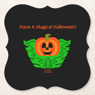 Magical Halloween Pumpkin Bracket Paper Coaster