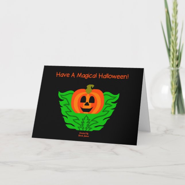 Magical Halloween Pumpkin Greeting Card (Front)