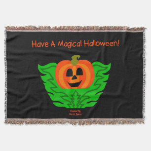 Magical Halloween Pumpkin Throw Blanket