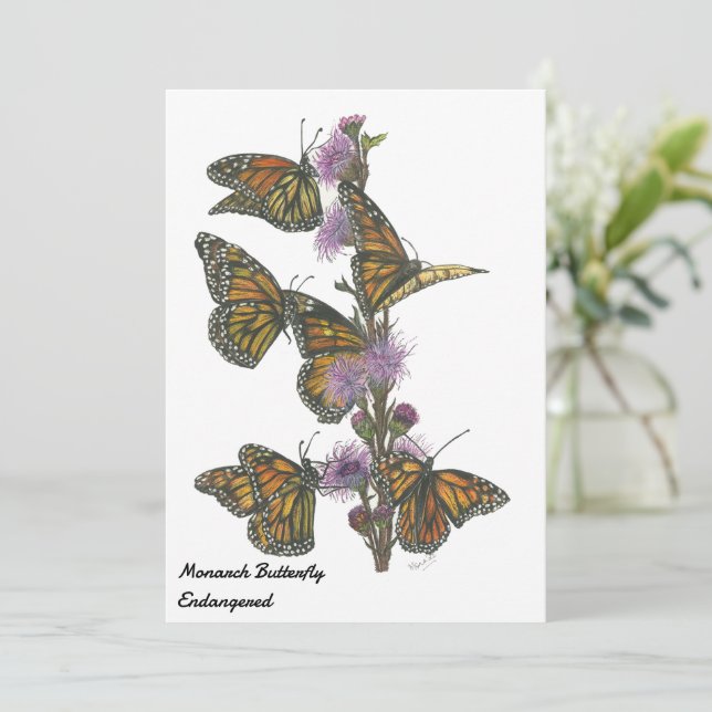 Magical Hand-Painted Monarch Butterflies Holiday Card (Standing Front)