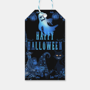 Magical Happy Halloween Black Blue Glow Party Gift Tags