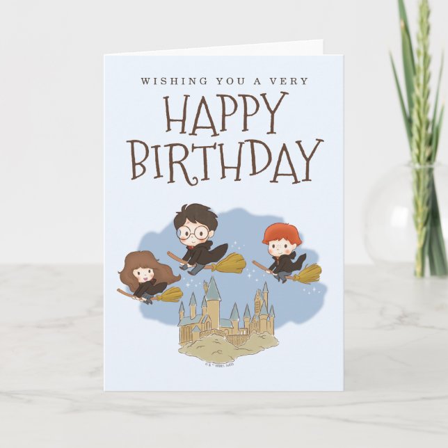Magical Harry Potter and Hogwarts Birthday Card (Front)