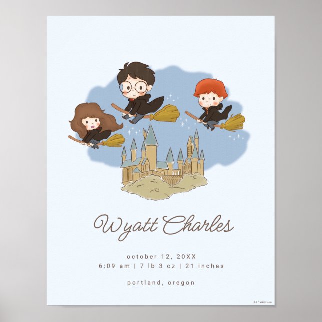 Magical Harry Potter & Hogwarts Baby Birth Stats Poster (Front)