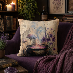 Magical Herbal Cauldron Botanical Cushion