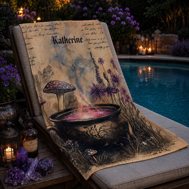  Magical Herbal Cauldron Botanical Name Beach Towel (Creator Uploaded)