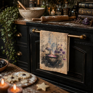 Magical Herbal Cauldron Botanical Tea Towel