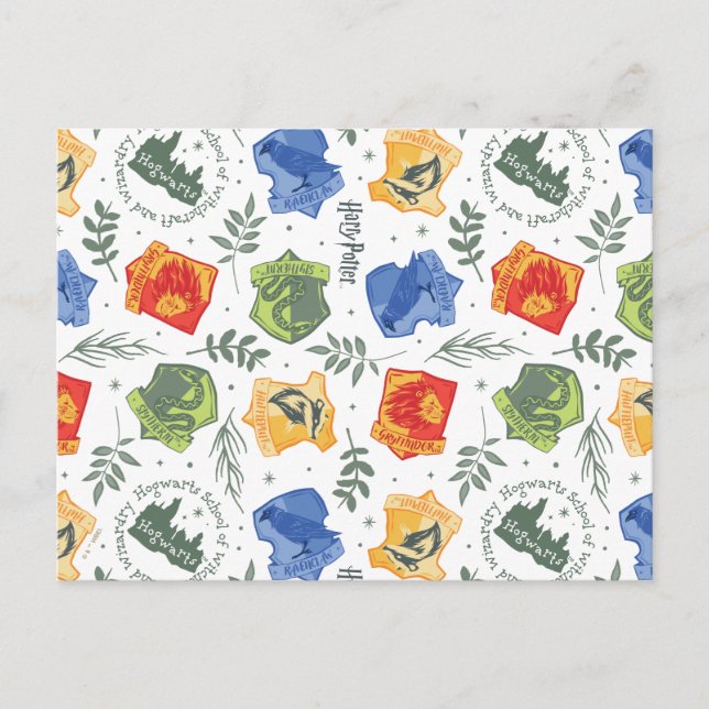 Magical Herbology HOGWARTS™ Houses Pattern Postcard (Front)