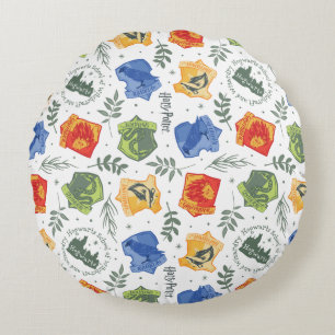 Magical Herbology HOGWARTS™ Houses Pattern Round Cushion