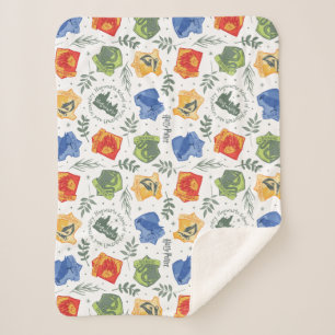 Magical Herbology HOGWARTS™ Houses Pattern Sherpa Blanket