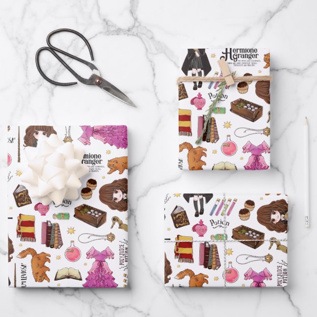 Magical Hermione Granger Watercolor Wrapping Paper Sheet (Front)