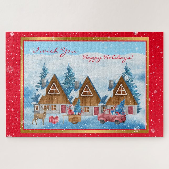 Magical Holiday Winter Landscape Customise Jigsaw Puzzle (Horizontal)