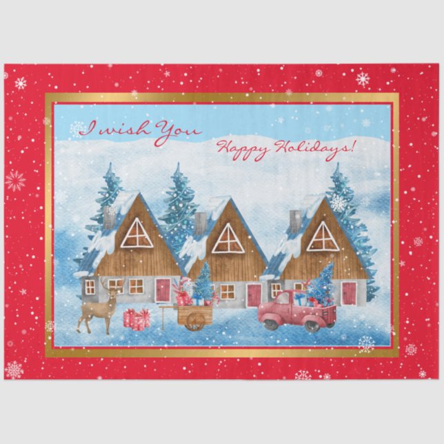 Magical Holiday Winter Landscape Customise Tissue Paper (Front)