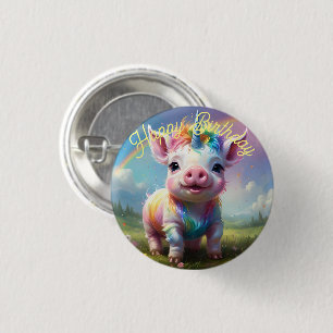 "Magical Hooves: The Rainbow Unicorn Pig" 3 Cm Round Badge