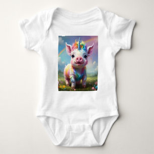 "Magical Hooves: The Rainbow Unicorn Pig" Baby Bodysuit