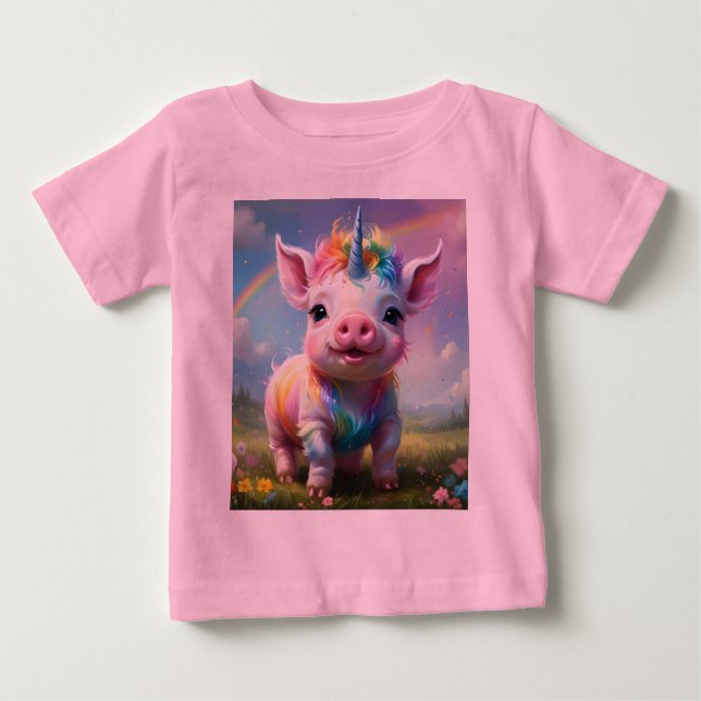 "Magical Hooves: The Rainbow Unicorn Pig" Baby T-Shirt (Front)