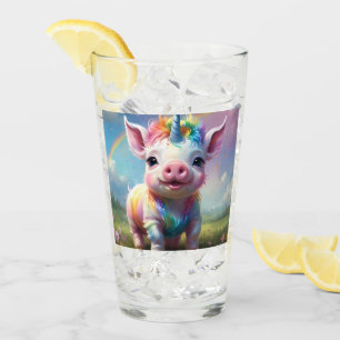 "Magical Hooves: The Rainbow Unicorn Pig" Glass