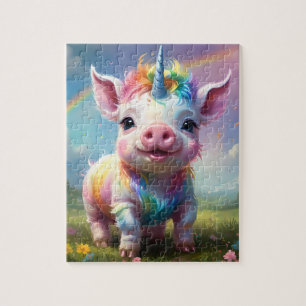 "Magical Hooves: The Rainbow Unicorn Pig" Jigsaw Puzzle