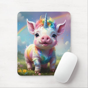 "Magical Hooves: The Rainbow Unicorn Pig" Mouse Pad