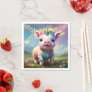 "Magical Hooves: The Rainbow Unicorn Pig" Napkin