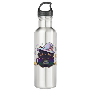 Magical Introvert Cat  Pastel Witch Hat Halloween  710 Ml Water Bottle