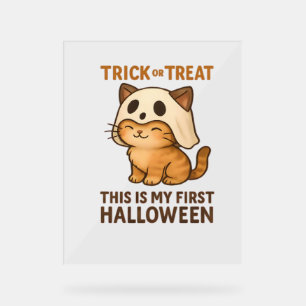 Magical Introvert Cat Pastel Witch Hat Halloween Acrylic Sign