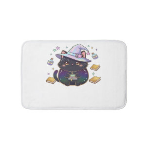 Magical Introvert Cat  Pastel Witch Hat Halloween  Bath Mat