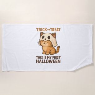 Magical Introvert Cat Pastel Witch Hat Halloween Beach Towel