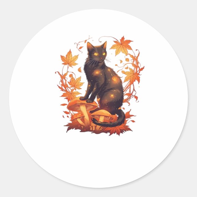 Magical Introvert Cat  Pastel Witch Hat Halloween  Classic Round Sticker (Front)