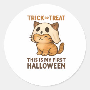 Magical Introvert Cat  Pastel Witch Hat Halloween  Classic Round Sticker