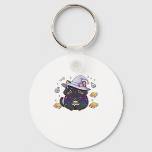 Magical Introvert Cat Pastel Witch Hat Halloween Key Ring