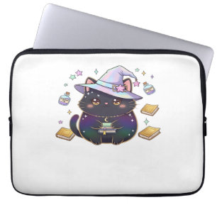 Magical Introvert Cat Pastel Witch Hat Halloween Laptop Sleeve