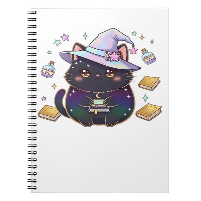 Magical Introvert Cat  Pastel Witch Hat Halloween  Notebook (Front)