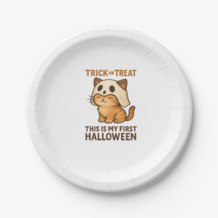 Magical Introvert Cat Pastel Witch Hat Halloween Paper Plate