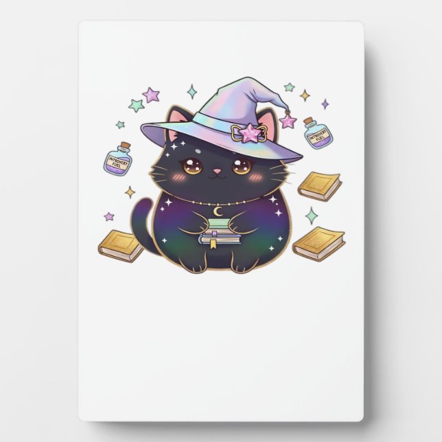 Magical Introvert Cat  Pastel Witch Hat Halloween  Plaque (Front)