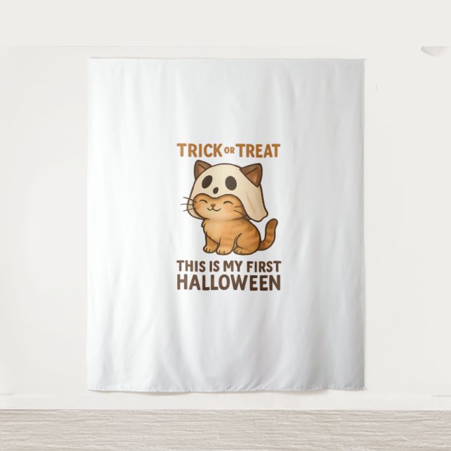 Magical Introvert Cat  Pastel Witch Hat Halloween  Tapestry (Front)