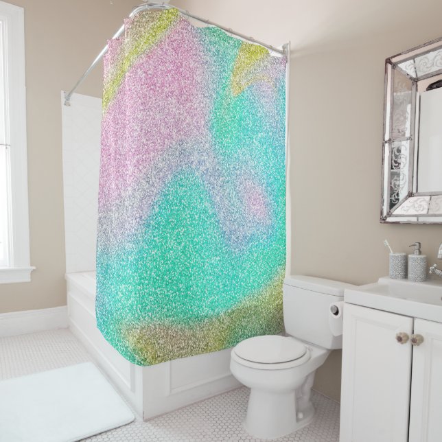 Magical Iridescent Glitter Holographic Image Shower Curtain (In Situ)