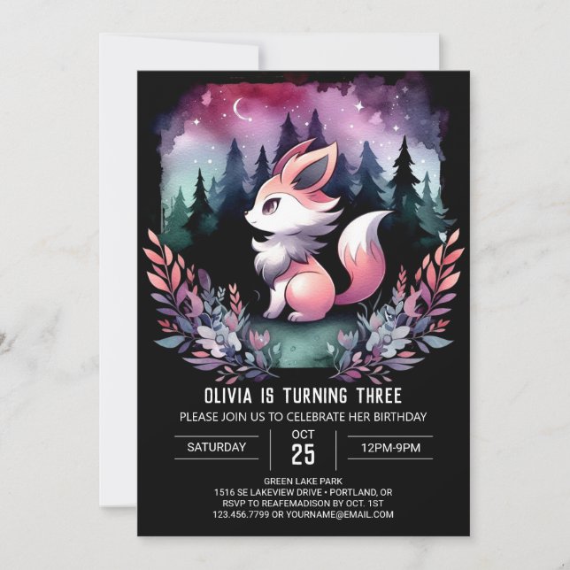 Magical Jungle Wolf Birthday Invitation (Front)