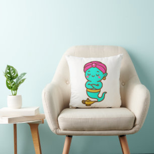Magical Kawaii Djinn – Neon Spirit Cushion