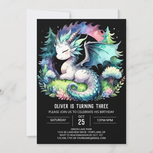 Magical Kids Dragon Birthday Invitation (Front)