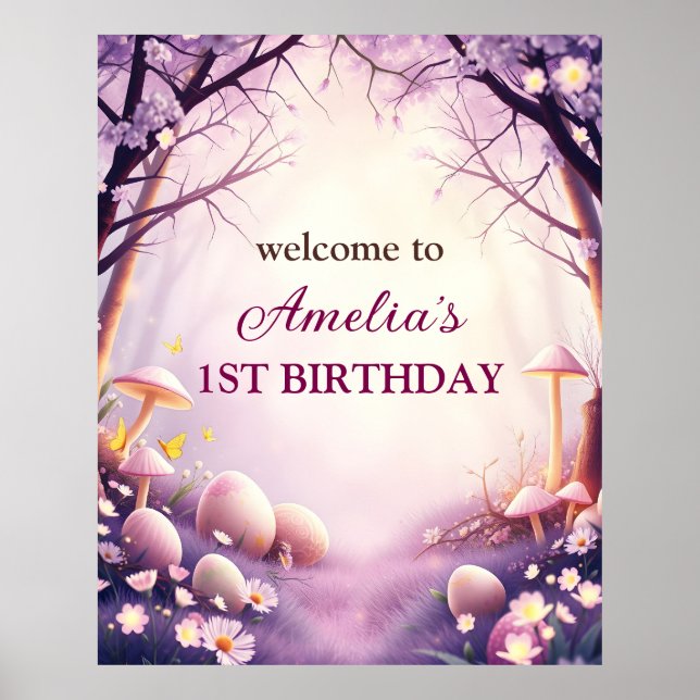 Magical Kids Easter Themed Birthday Welcome Poster (Front)