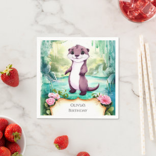 Magical Kids Otter Birthday Napkin
