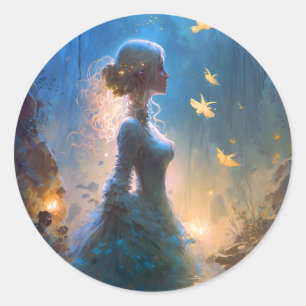 Magical Lady In Water Fantasy Art  Classic Round Sticker